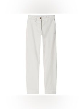 Nili Lotan Women's White Straight-Leg Tomboy Pant with Cuff sz 6